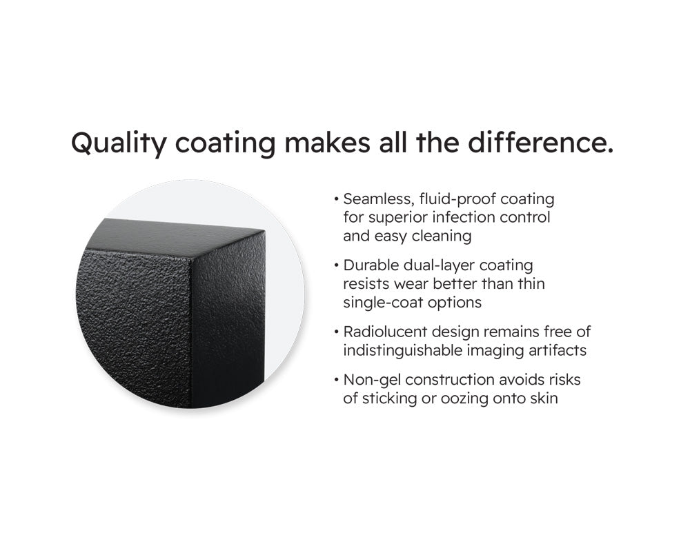 BoneFoam reusable products feature durable dual-layer coating, while the radiolucent design remains free of indistinguishable imaging artifacts.